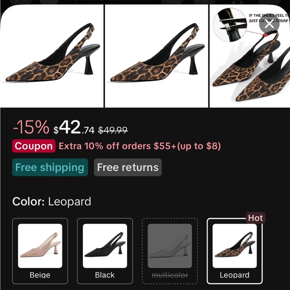 Leopard Print Rhinestone Heels - Picture 8 of 8